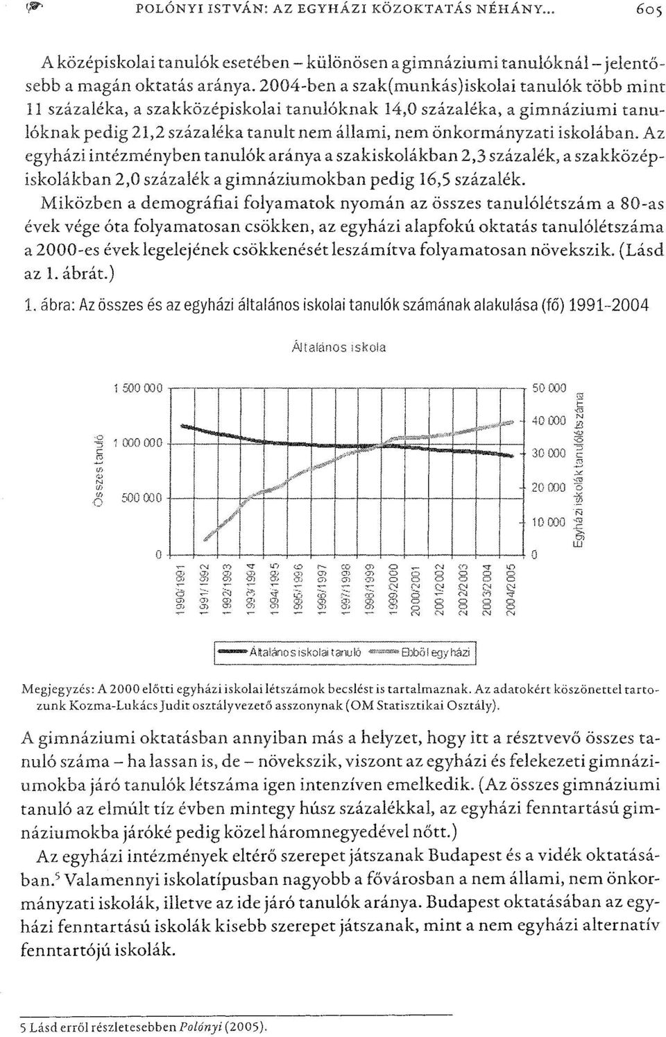 iskolában. Az egyházi intézményben tanulók aránya a szakiskolákban 2,3 százalék, a szakközépiskolákban 2,0 százalék a gimnáziumokban pedig 16,5 százalék.