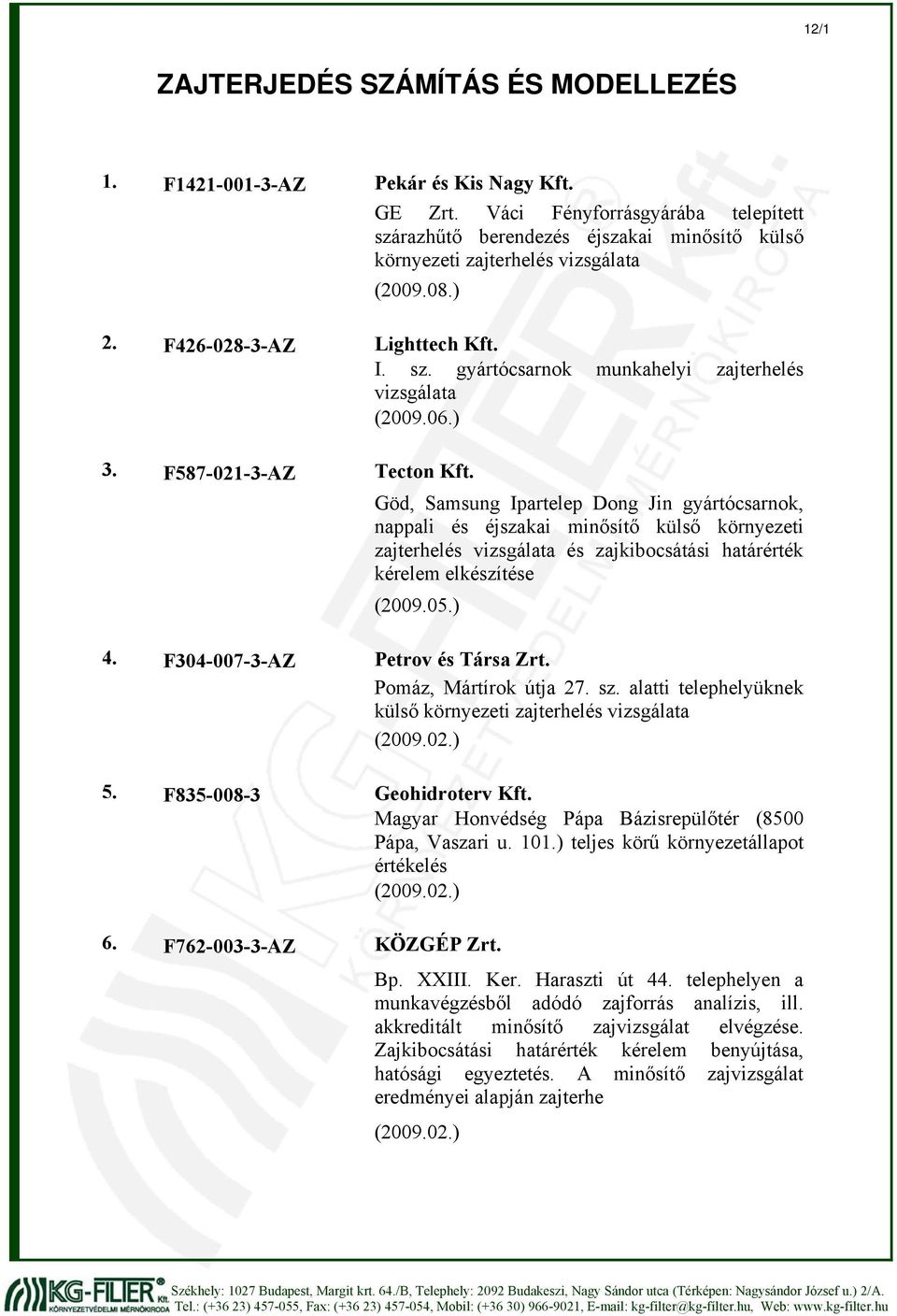 Göd, Samsung Ipartelep Dong Jin gyártócsarnok, nappali és éjszakai minősítő külső környezeti és zajkibocsátási határérték kérelem elkészítése (2009.05.) 4. F304-007-3-AZ Petrov és Társa Zrt.