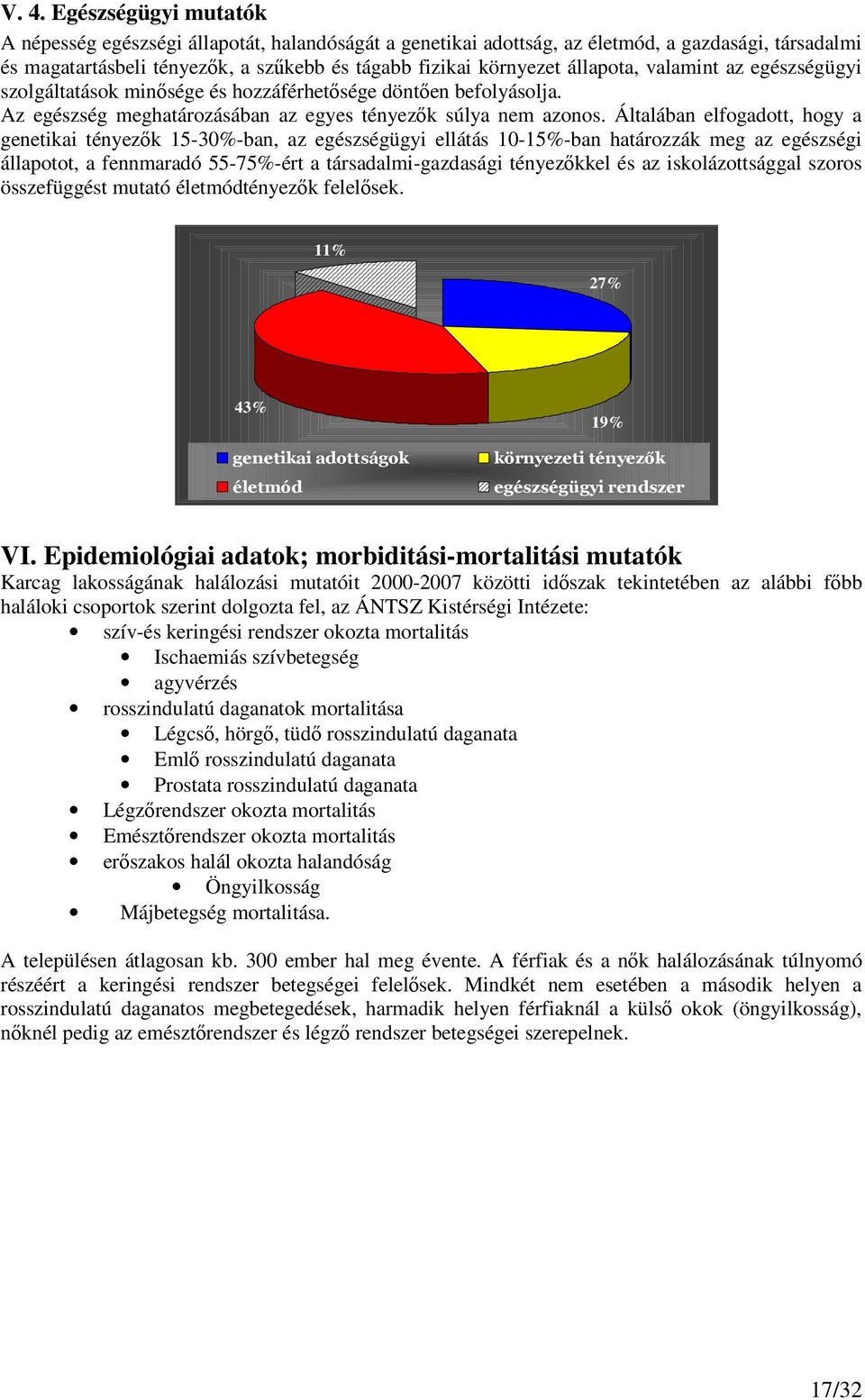 Általában elfogadott, hogy a genetikai tényezők 15-30%-ban, az egészségügyi ellátás 10-15%-ban határozzák meg az egészségi állapotot, a fennmaradó 55-75%-ért a társadalmi-gazdasági tényezőkkel és az