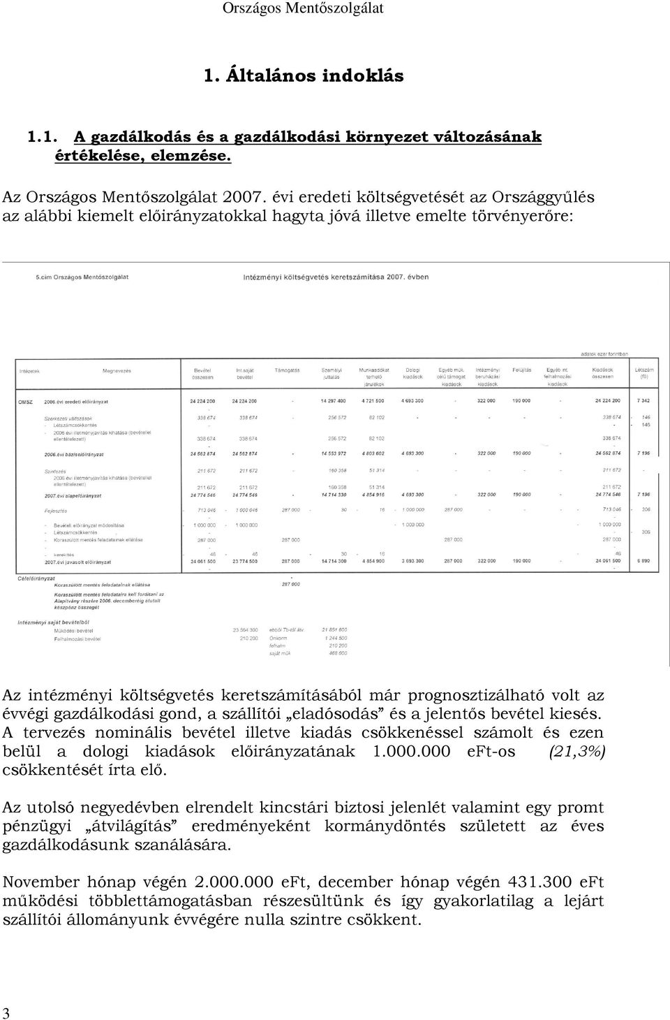 évvégi gazdálkodási gond, a szállítói eladósodás és a jelentős bevétel kiesés. A tervezés nominális bevétel illetve kiadás csökkenéssel számolt és ezen belül a dologi kiadások előirányzatának 1.000.