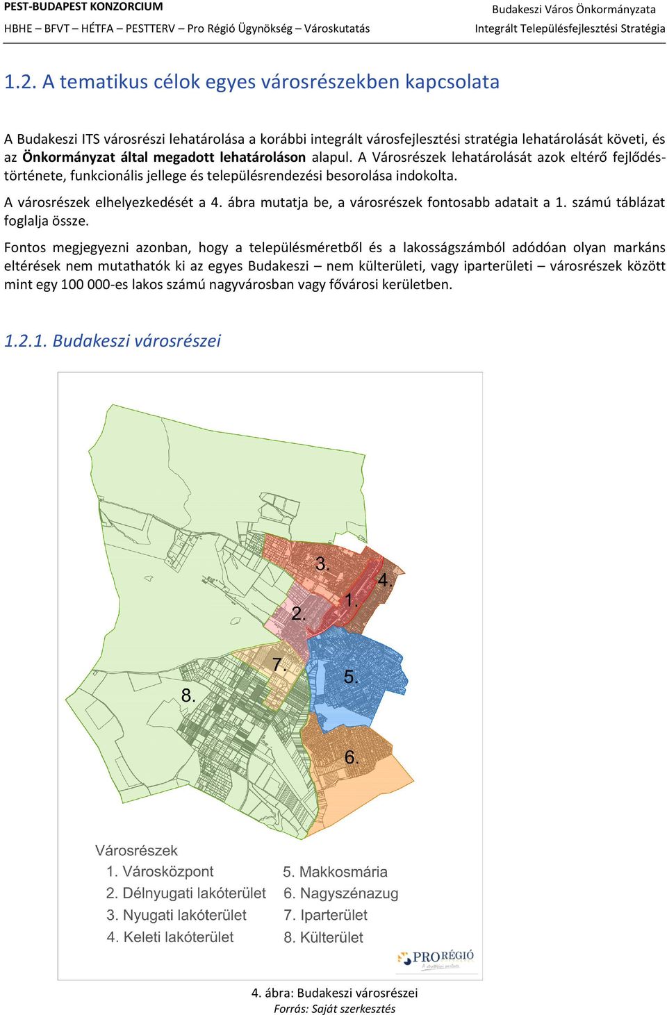 ábra mutatja be, a városrészek fontosabb adatait a 1. számú táblázat foglalja össze.