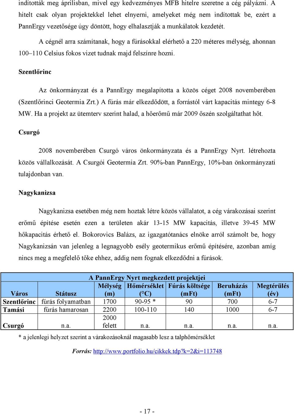 A cégnél arra számítanak, hogy a fúrásokkal elérhető a 220 méteres mélység, ahonnan 100 110 Celsius fokos vizet tudnak majd felszínre hozni.