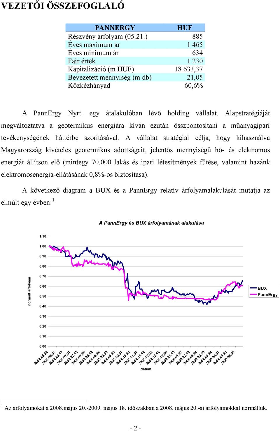 egy átalakulóban lévő holding vállalat. Alapstratégiáját megváltoztatva a geotermikus energiára kíván ezután összpontosítani a műanyagipari tevékenységének háttérbe szorításával.