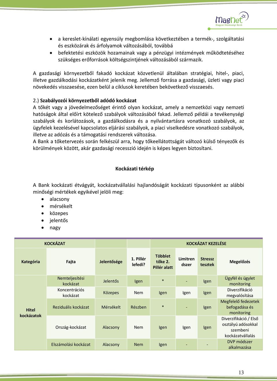 A gazdasági környezetből fakadó kockázat közvetlenül általában stratégiai, hitel, piaci, illetve gazdálkodási kockázatként jelenik meg.