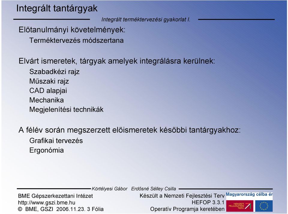 rajz CAD alapjai Mechanika Megjelenítési technikák A félév során megszerzett