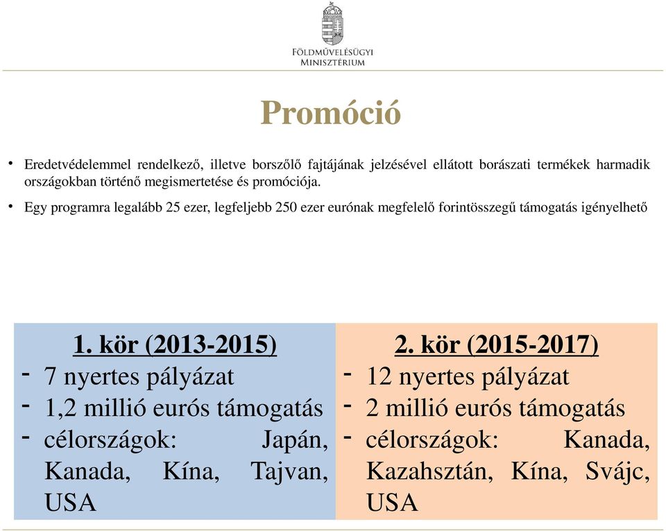 Egy programra legalább 25 ezer, legfeljebb 250 ezer eurónak megfelelő forintösszegű támogatás igényelhető 1.