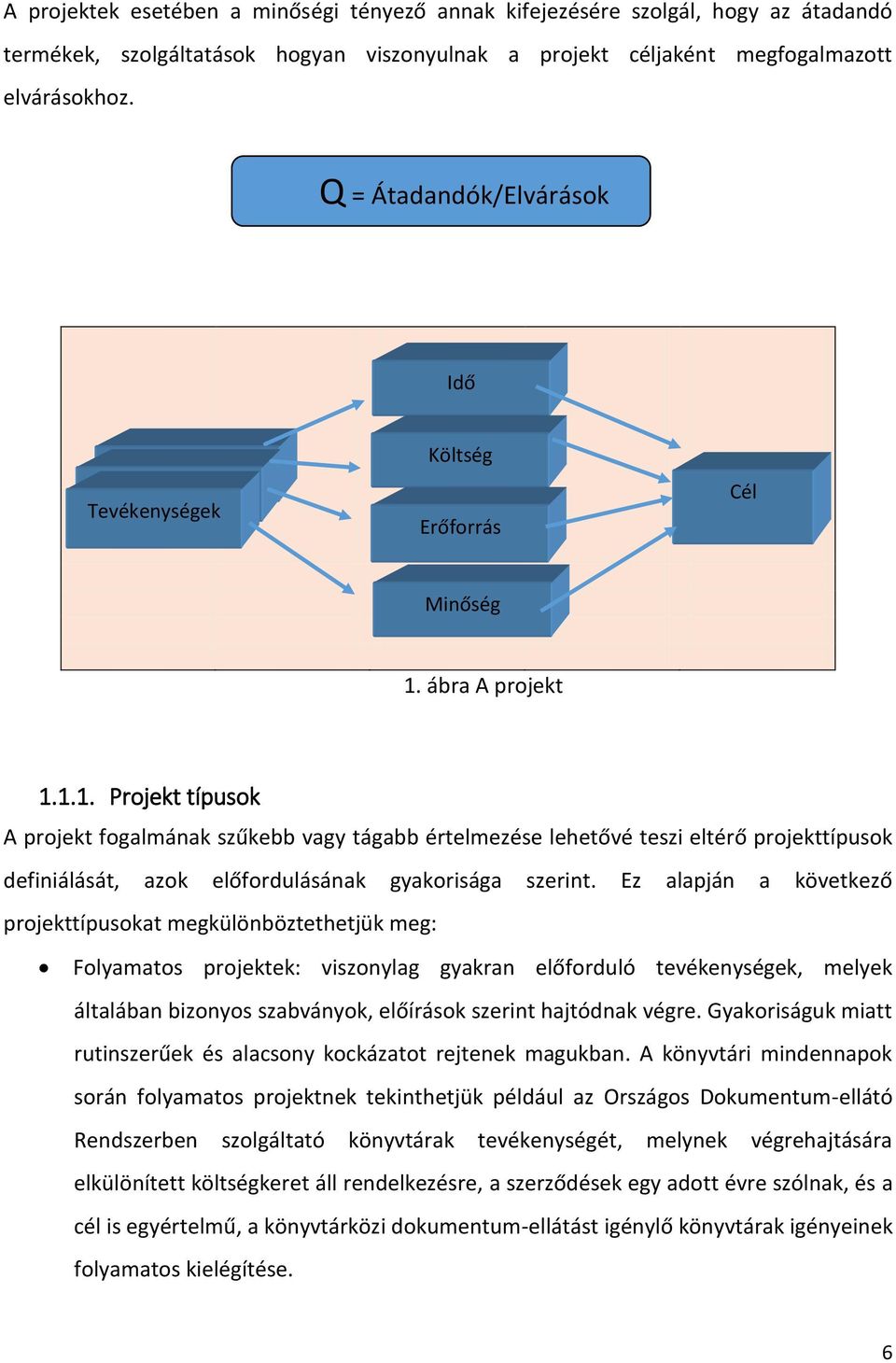 ábra A projekt 1.1.1. Projekt típusok A projekt fogalmának szűkebb vagy tágabb értelmezése lehetővé teszi eltérő projekttípusok definiálását, azok előfordulásának gyakorisága szerint.