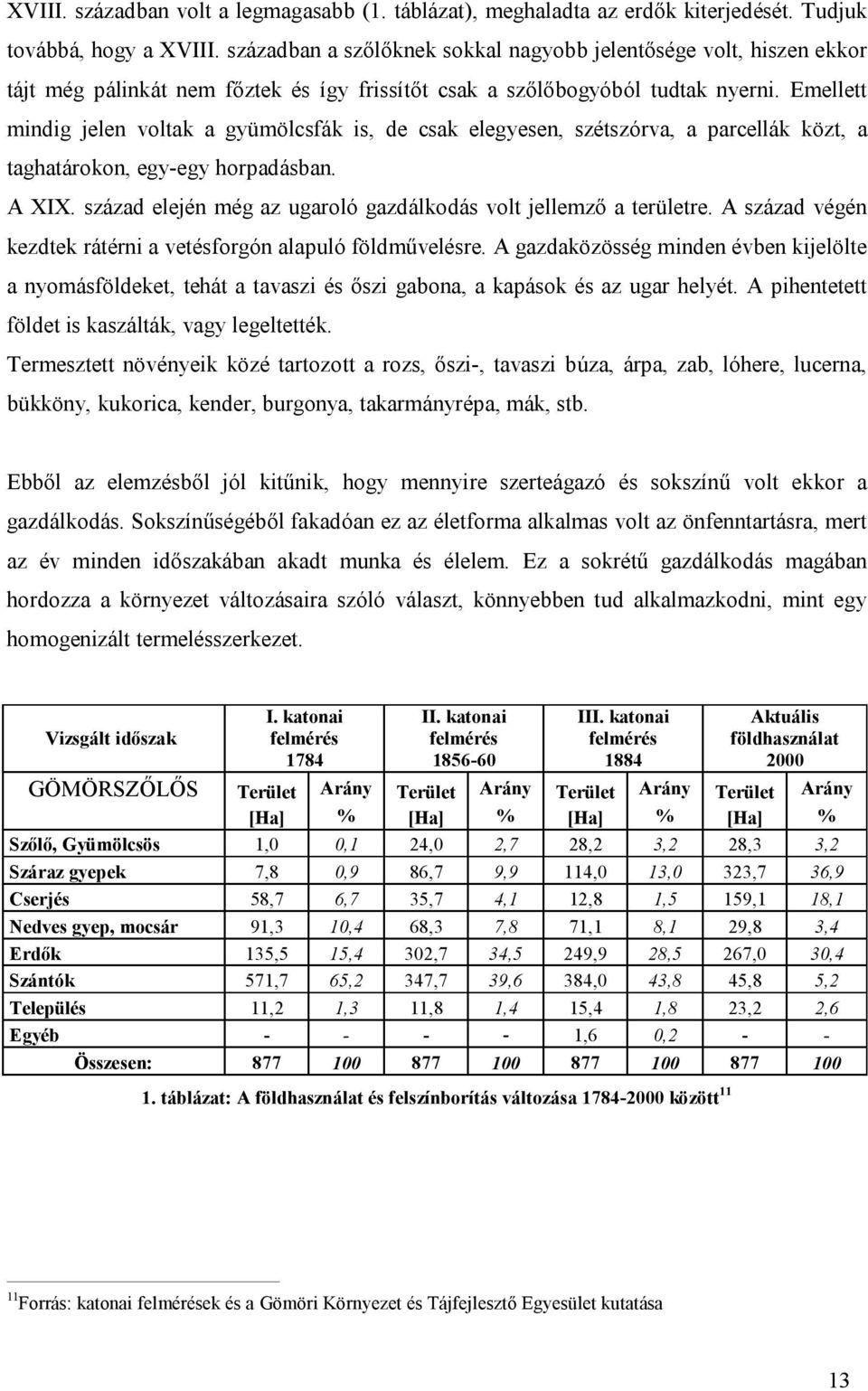 Emellett mindig jelen voltak a gyümölcsfák is, de csak elegyesen, szétszórva, a parcellák közt, a taghatárokon, egy-egy horpadásban. A XIX.