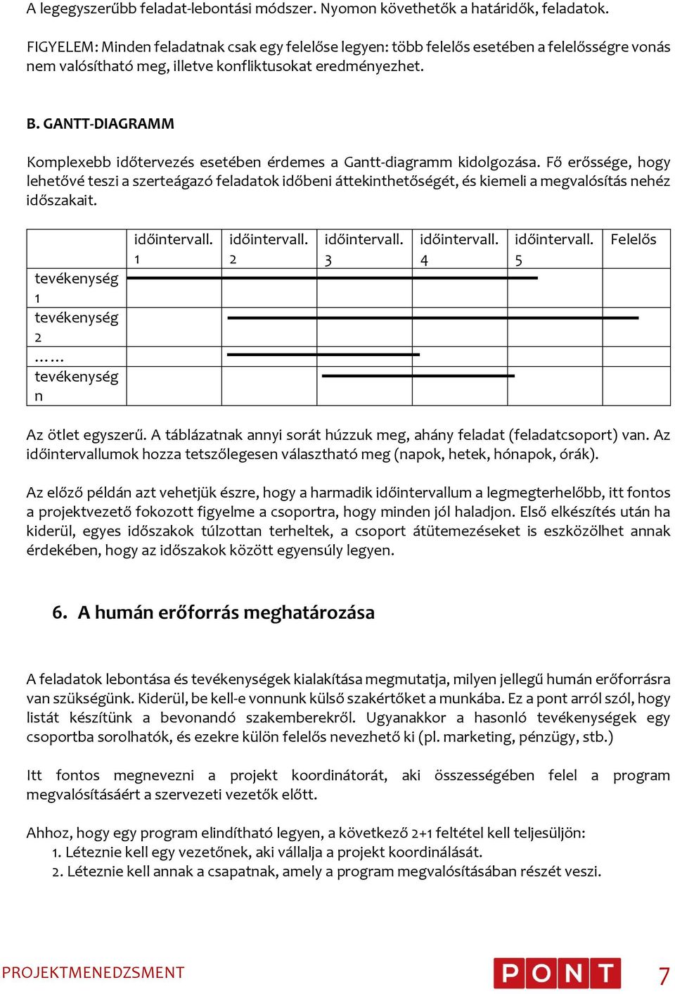 GANTT-DIAGRAMM Komplexebb időtervezés esetében érdemes a Gantt-diagramm kidolgozása.