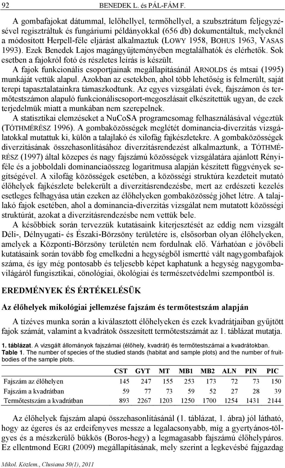 alkalmaztuk (LOWY 1958, BOHUS 1963, VASAS 1993). Ezek Benedek Lajos magángyűjteményében megtalálhatók és elérhetők. Sok esetben a fajokról fotó és részletes leírás is készült.