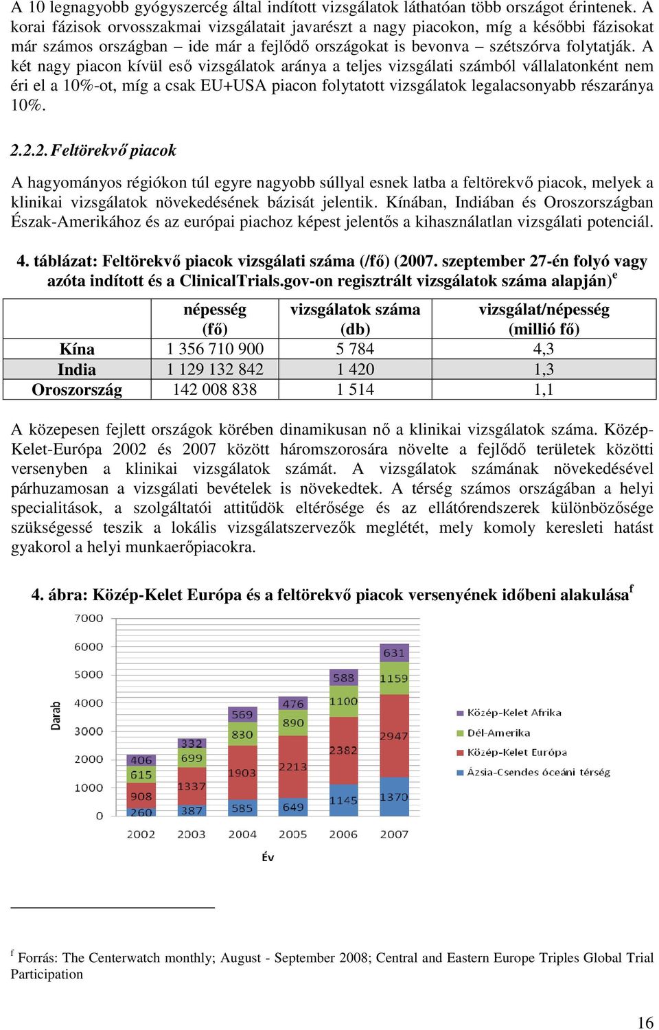 A két nagy piacon kívül eső vizsgálatok aránya a teljes vizsgálati számból vállalatonként nem éri el a 10%-ot, míg a csak EU+USA piacon folytatott vizsgálatok legalacsonyabb részaránya 10%. 2.