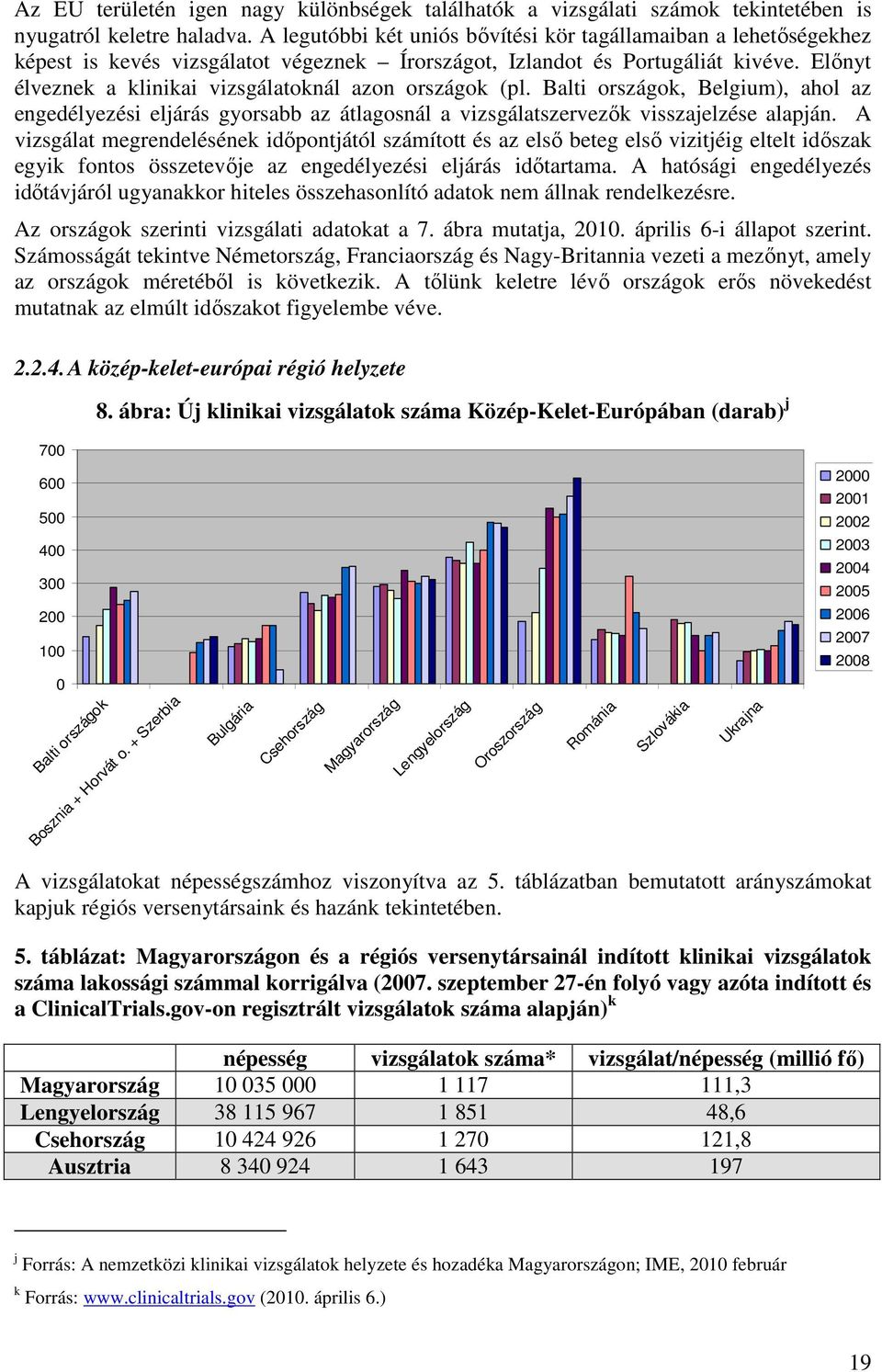 Előnyt élveznek a klinikai vizsgálatoknál azon országok (pl. Balti országok, Belgium), ahol az engedélyezési eljárás gyorsabb az átlagosnál a vizsgálatszervezők visszajelzése alapján.