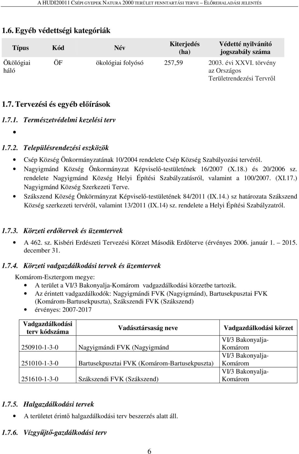 Településrendezési eszközök Csép Község Önkormányzatának 10/2004 rendelete Csép Község Szabályozási tervéről. Nagyigmánd Község Önkormányzat Képviselő-testületének 16/2007 (X.18.) és 20/2006 sz.