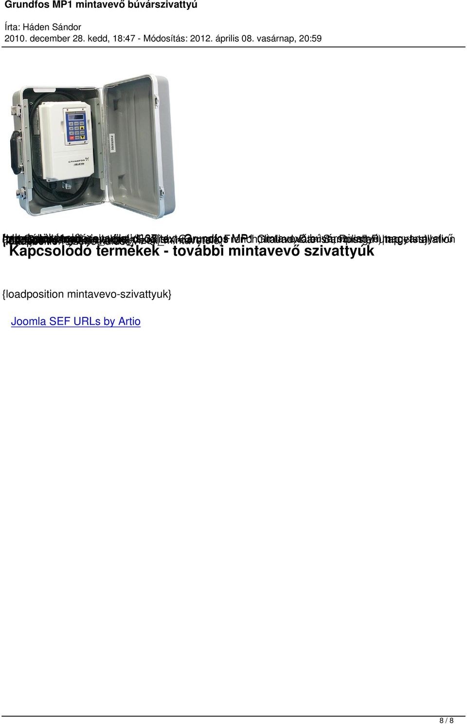 (English, German, French, MP1 mintavevő Groundwater Italian, Danish, búvárszivattyú Sampling Russian) target=s} Pump magyar
