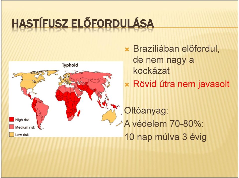 Rövid útra nem javasolt Oltóanyag: