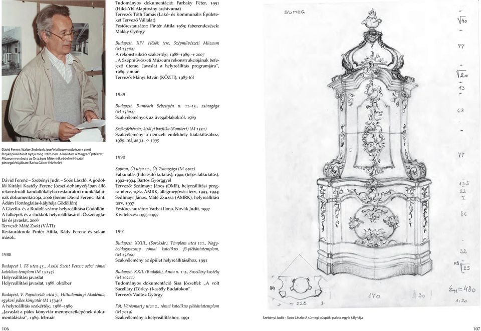 Javaslat a helyreállítás programjára, 1989. január Tervező: Mányi István (KÖZTI), 1985-től 1989 Budapest, Rumbach Sebestyén u. 11 13.