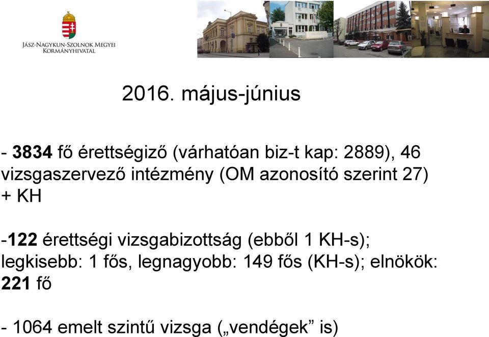 érettségi vizsgabizottság (ebből 1 KH-s); legkisebb: 1 fős,