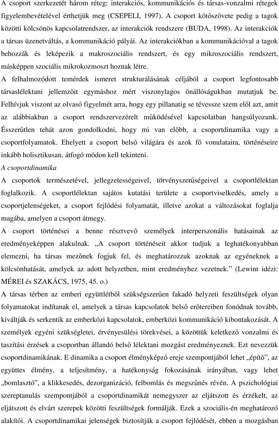 Az interakciókban a kommunikációval a tagok behozzák és leképezik a makroszociális rendszert, és egy mikroszociális rendszert, másképpen szociális mikrokozmoszt hoznak létre.