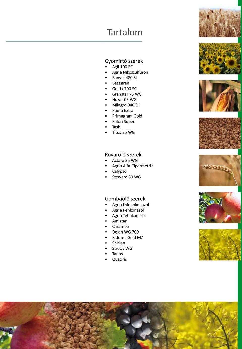 szerek Actara 25 WG Agria Alfa-Cipermetrin Calypso Steward 30 WG Gombaölő szerek Agria Difenokonazol