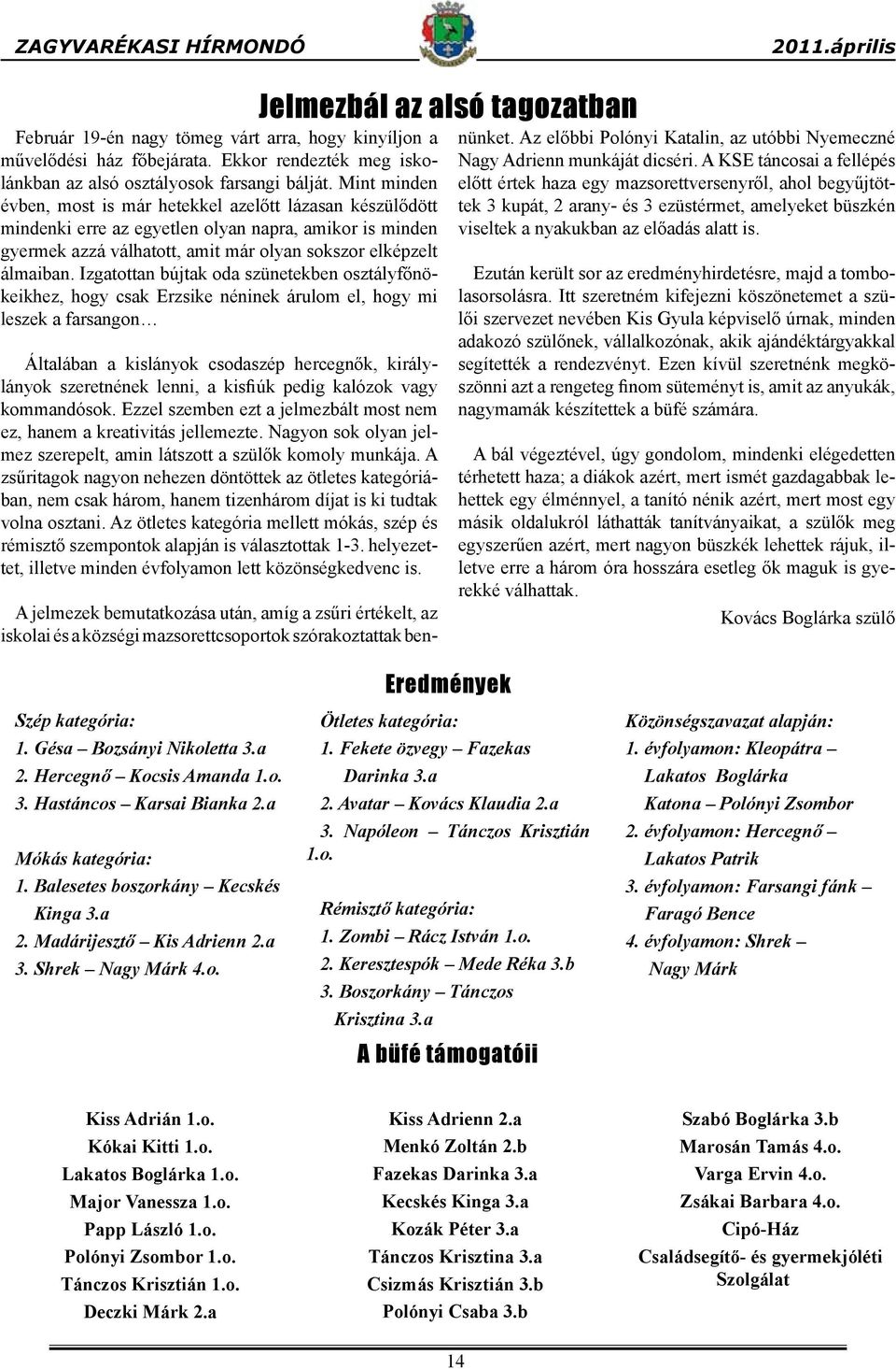 Izgatottan bújtak oda szünetekben osztályfőnökeikhez, hogy csak Erzsike néninek árulom el, hogy mi leszek a farsangon Általában a kislányok csodaszép hercegnők, királylányok szeretnének lenni, a