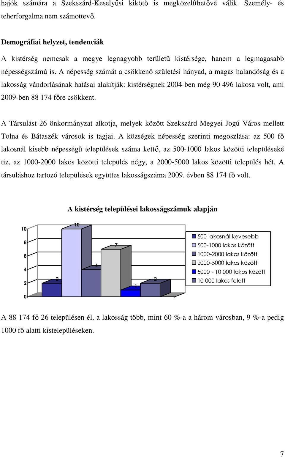 A népesség számát a csökkenı születési hányad, a magas halandóság és a lakosság vándorlásának hatásai alakítják: kistérségnek 2004-ben még 90 496 lakosa volt, ami 2009-ben 88 174 fıre csökkent.