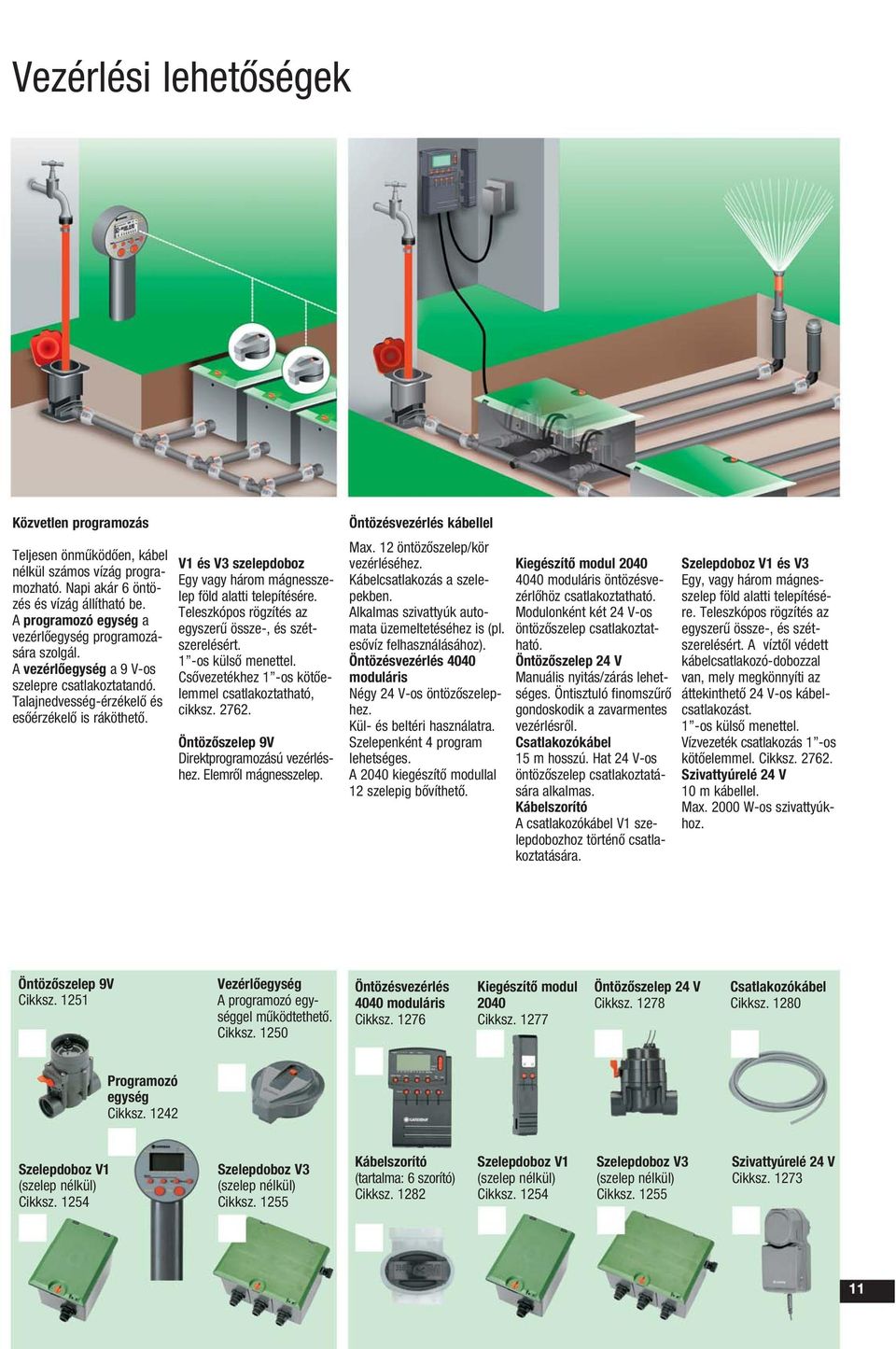 V1 és V3 szelepdoboz Egy vagy három mágnesszelep föld alatti telepítésére. Teleszkópos rögzítés az egyszerű össze-, és szétszerelésért. 1 -os külső menettel.