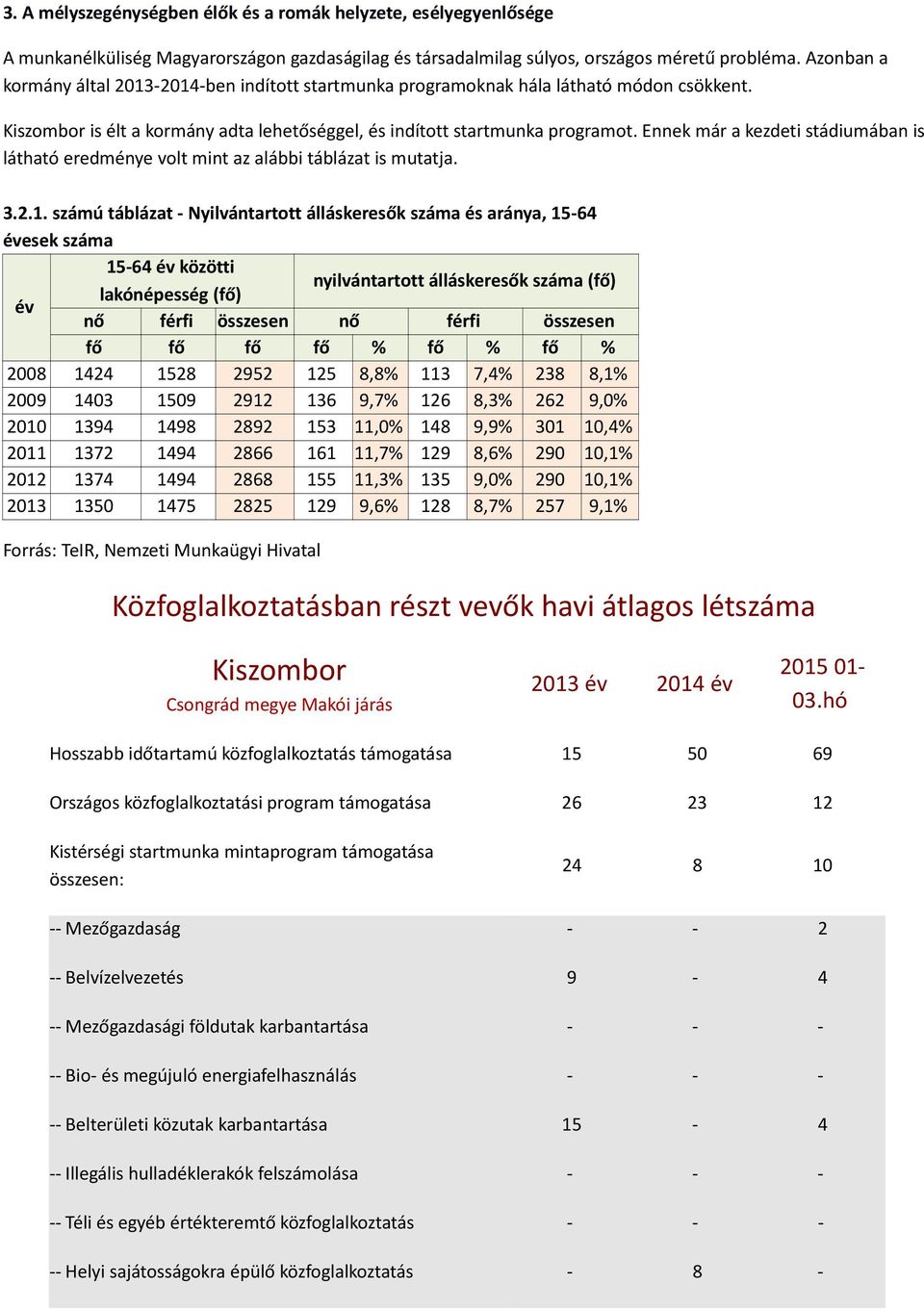 Ennek már a kezdeti stádiumában is látható eredménye volt mint az alábbi táblázat is mutatja. 3.2.1.