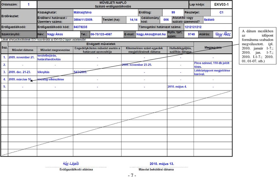 (pl. 2010. január 1-7.; 2010. jan. 1-7.; 2010. I.