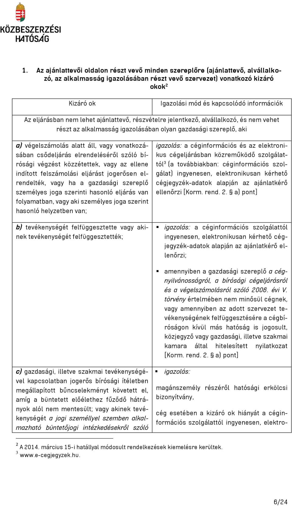 vonatkozásában csődeljárás elrendeléséről szóló bírósági végzést közzétettek, vagy az ellene indított felszámolási eljárást jogerősen elrendelték, vagy ha a gazdasági szereplő személyes joga szerinti