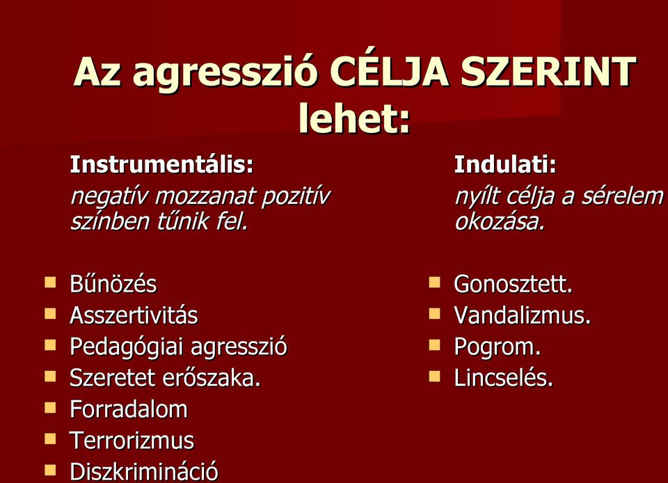 Bűnözés Asszertivitás Pedagógiai agresszió Szeretet erőszaka.