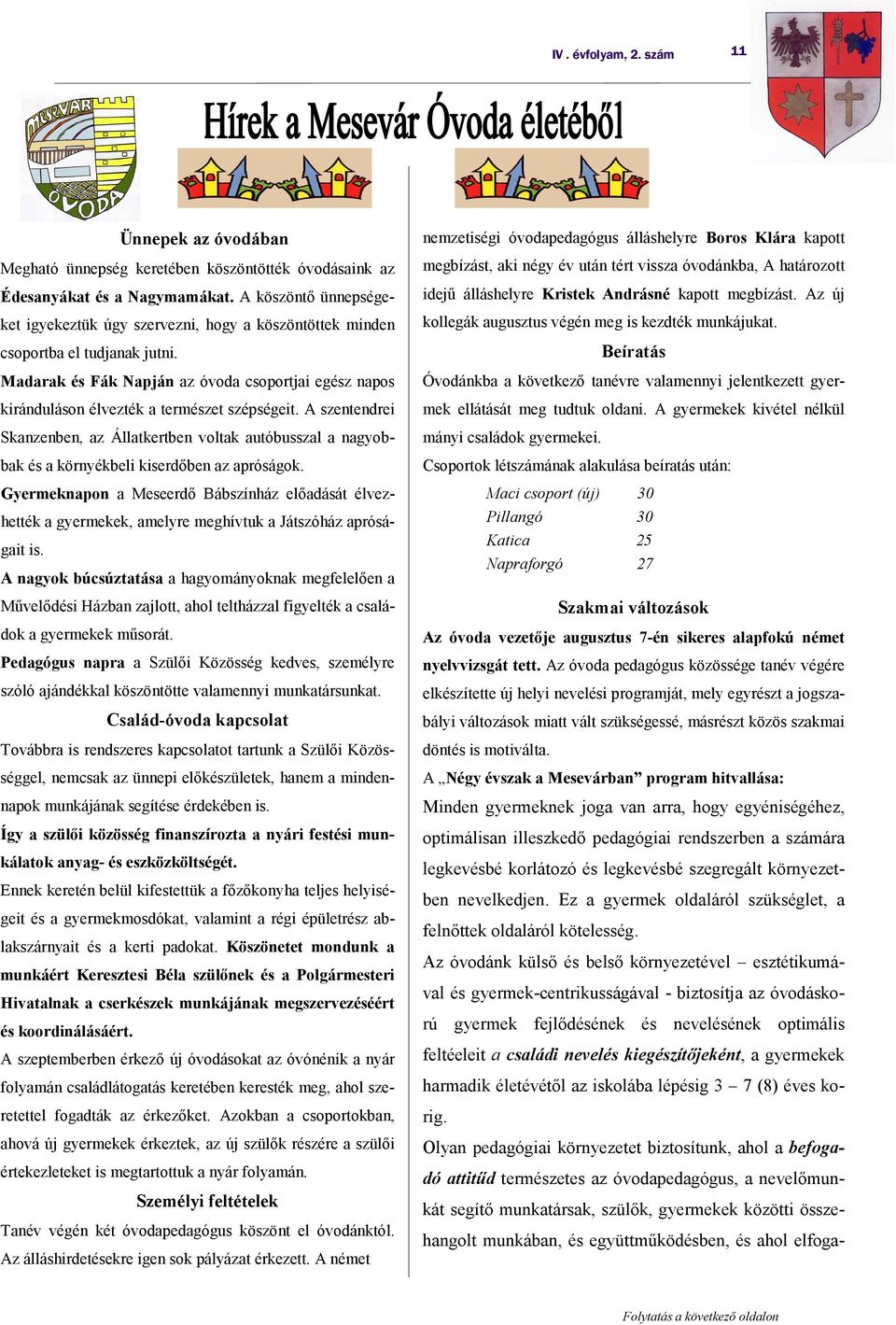 Madarak és Fák Napján az óvoda csoportjai egész napos kiránduláson élvezték a természet szépségeit.