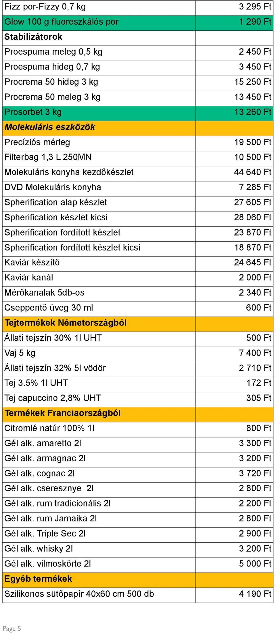 fordított készlet kicsi Kaviár készítő Kaviár kanál Mérőkanalak 5db-os Cseppentő üveg 30 ml Tejtermékek Németországból Állati tejszín 30% 1l UHT Vaj 5 kg Állati tejszín 32% 5l vödör Tej 3.