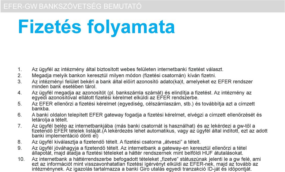 Az intézményi felület bekéri a bank által előírt azonosító adato(ka)t, amelyeket ez EFER rendszer minden bank esetében tárol. 4. Az ügyfél megadja az azonosítót (pl.