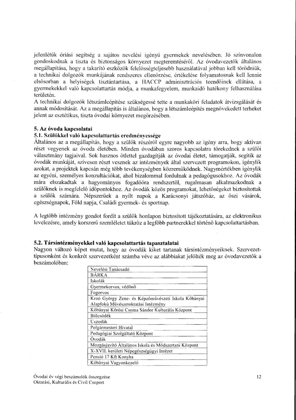 technikai dogozók munkájának rendszeres eenőrzése, értékeése foyamatosnak ke ennie esősorban a heyiségek tisztántartása, a HACCP adminisztrációs teendőinek eátása, a gyermekekke vaó kapcsoattartás