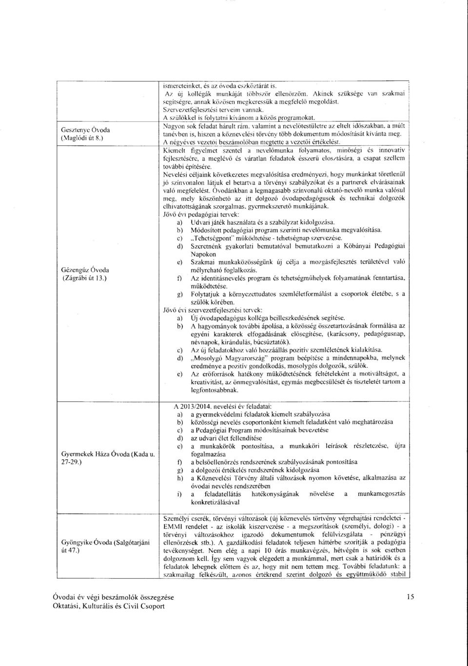 Nagyon sok feadat hárut rám, \aamint a neveőtestüetre az etet időszakban, a mút 1 tanévben is, hiszen a közneveési törvény több dokumentum módosítását kívánta meg.