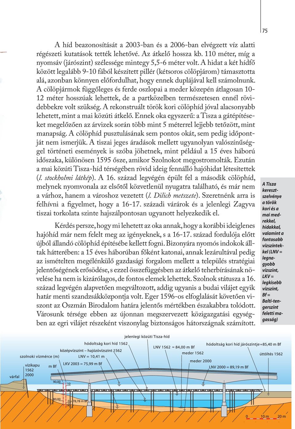 A hidat a két hídfő között legalább 9-10 fából készített pillér (kétsoros cölöpjárom) támasztotta alá, azonban könnyen előfordulhat, hogy ennek duplájával kell számolnunk.