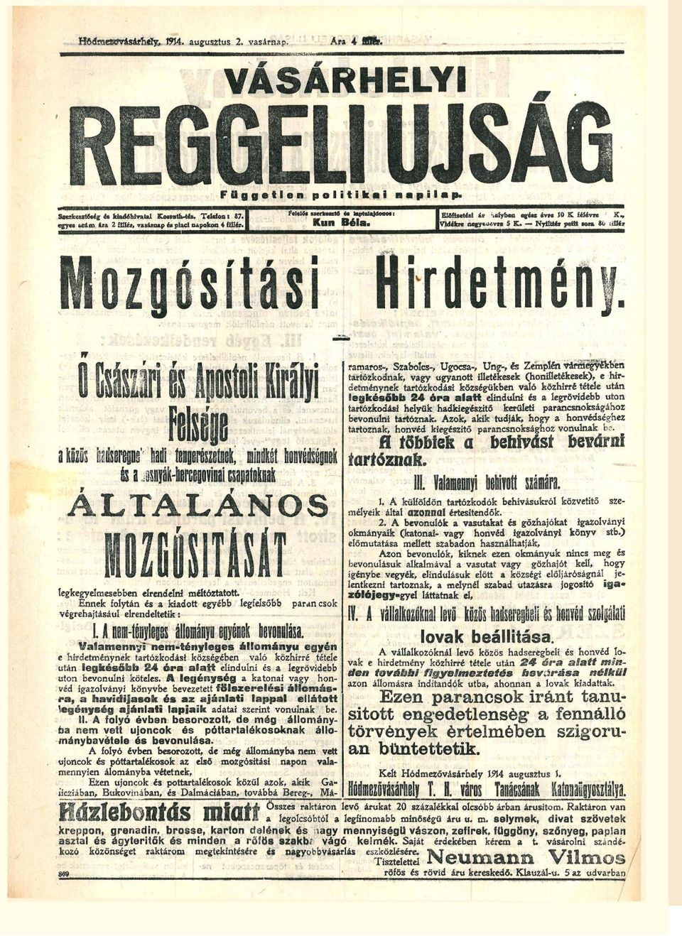 Nytittft petit tw 8ú tuját Bél> Mozgósítási Hirdetmén rmros-, Szbolcs-, Ugocs-, Ung-, és Zemplén vrmegyékben trtózkodnk, vgy ugynott illetékesek (honilletékesek), e hir detménynek trtózkodási