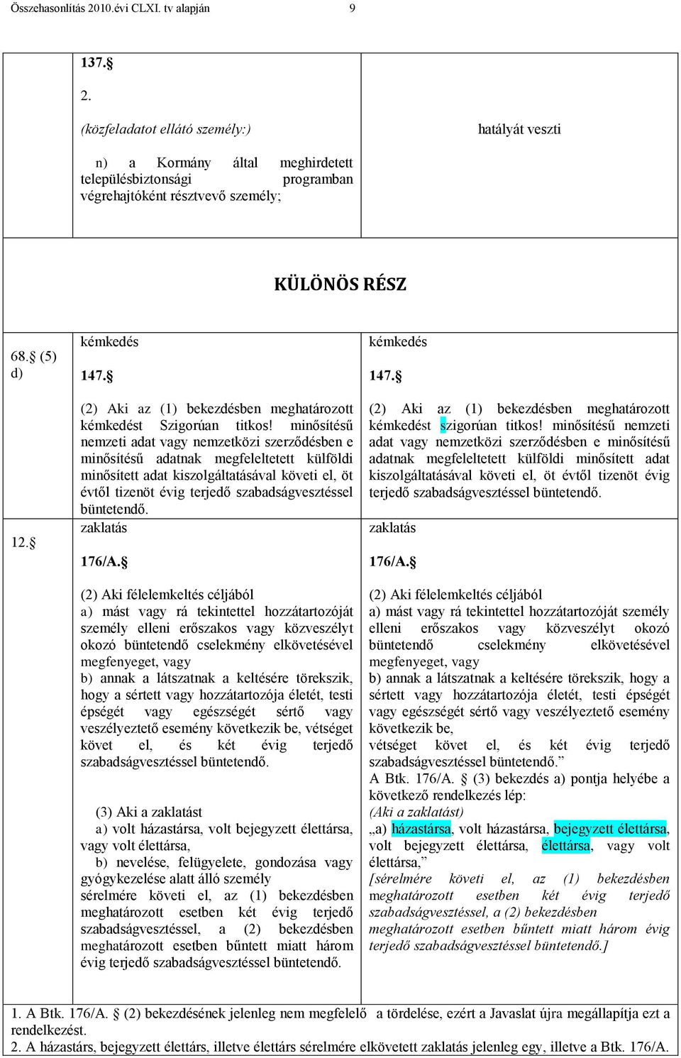 minősítésű nemzeti adat vagy nemzetközi szerződésben e minősítésű adatnak megfeleltetett külföldi minősített adat kiszolgáltatásával követi el, öt évtől tizenöt évig terjedő szabadságvesztéssel