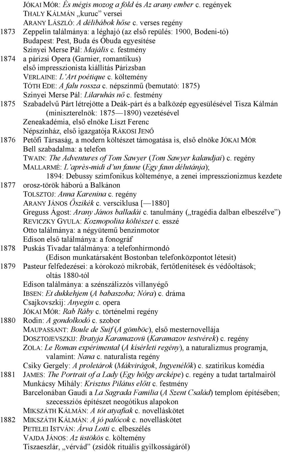 festmény 1874 a párizsi Opera (Garnier, romantikus) első impresszionista kiállítás Párizsban VERLAINE: L Art poétique c. költemény TÓTH EDE: A falu rossza c.