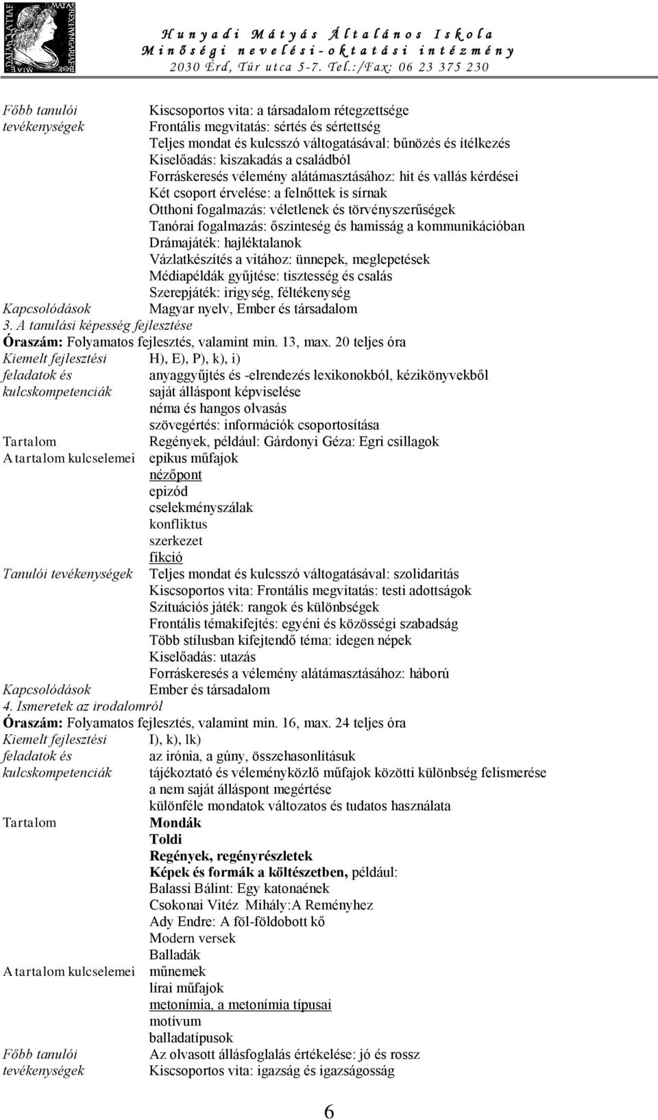 hamisság a kommunikációban Drámajáték: hajléktalanok Vázlatkészítés a vitához: ünnepek, meglepetések Médiapéldák gyűjtése: tisztesség és csalás Szerepjáték: irigység, féltékenység Magyar nyelv, Ember