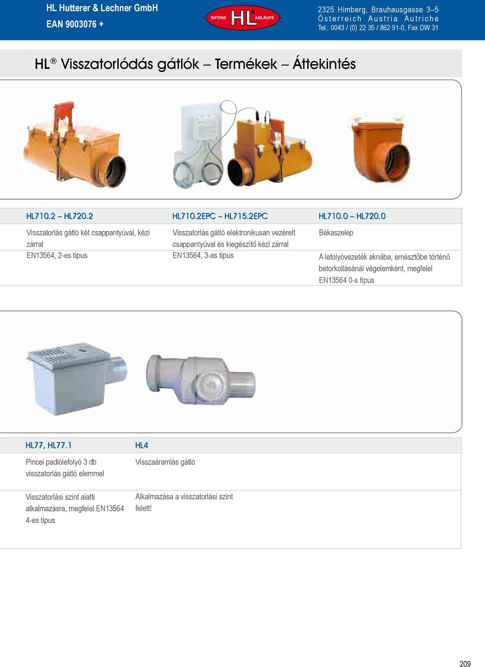 EN13564, 2-es típus EN13564, 3-as típus A lefolyóvezeték aknába, emésztőbe történő betorkollásánál végelemként, megfelel EN13564 0-s típus HL77,
