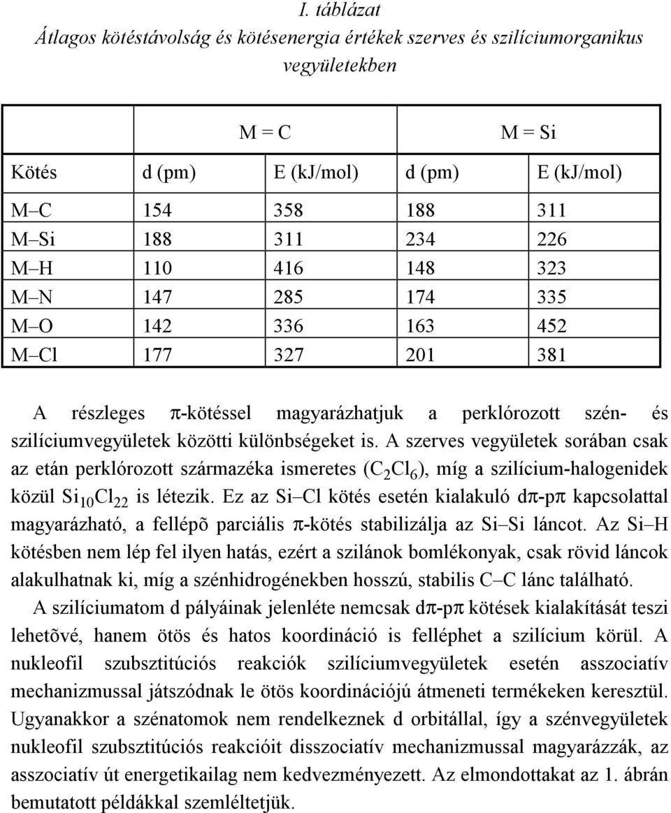 A szerves vegyületek sorában csak az etán perklórozott származéka ismeretes (C 2 Cl 6 ), míg a szilícium-halogenidek közül Si 10 Cl 22 is létezik.