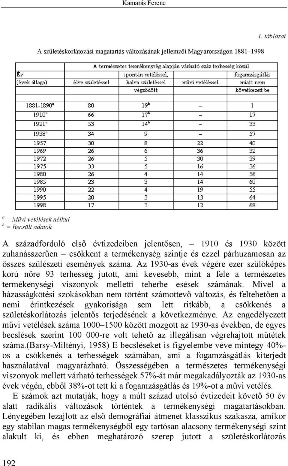 szülészeti események száma. Az 1930-as évek végére ezer szülőképes korú nőre 93 terhesség jutott, ami kevesebb, mint a fele a természetes termékenységi viszonyok melletti teherbe esések számának.