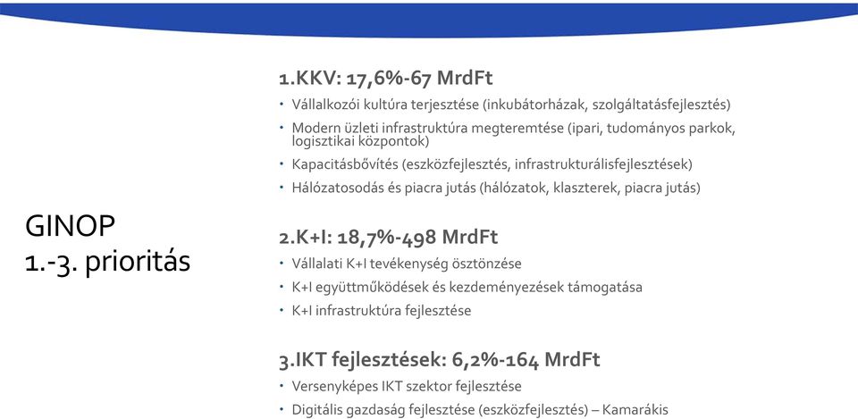 parkok, logisztikai központok) Kapacitásbővítés (eszközfejlesztés, infrastrukturálisfejlesztések) Hálózatosodás és piacra jutás (hálózatok, klaszterek,