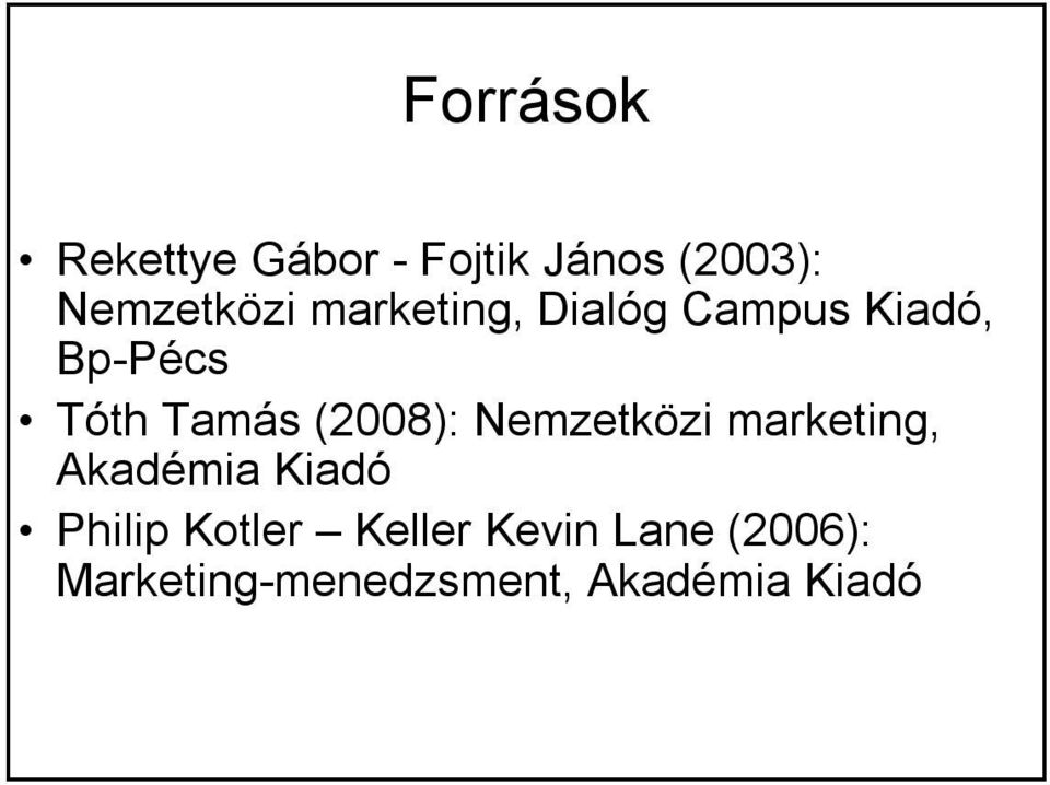 (2008): Nemzetközi marketing, Akadémia Kiadó Philip