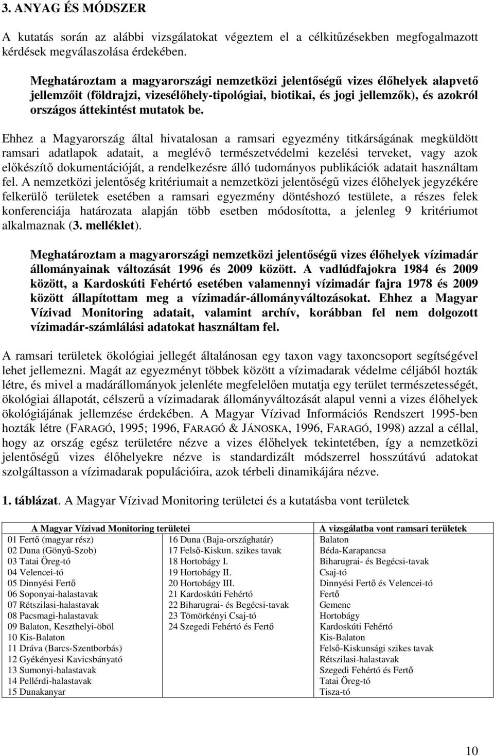 Ehhez a Magyarország által hivatalosan a ramsari egyezmény titkárságának megküldött ramsari adatlapok adatait, a meglévő természetvédelmi kezelési terveket, vagy azok előkészítő dokumentációját, a