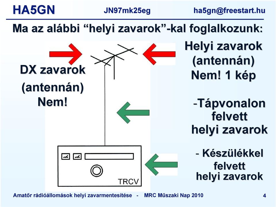 Helyi zavarok (antennán) n) Nem!