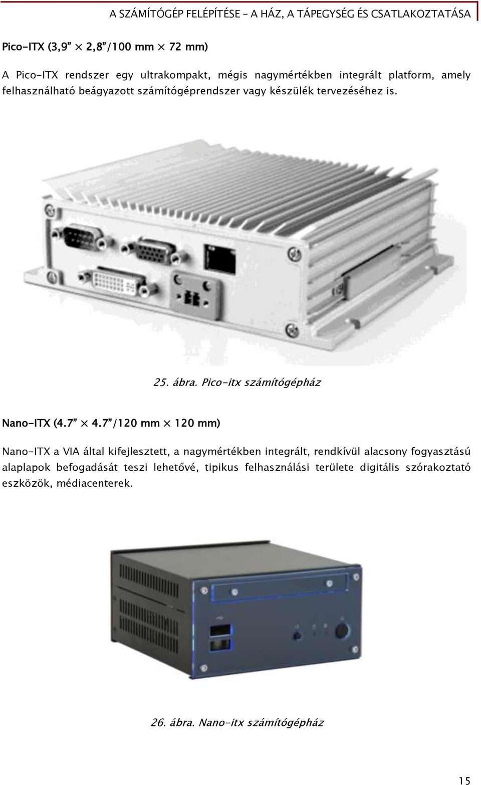 7 /120 mm 120 mm) Nano-ITX a VIA által kifejlesztett, a nagymértékben integrált, rendkívül alacsony fogyasztású alaplapok