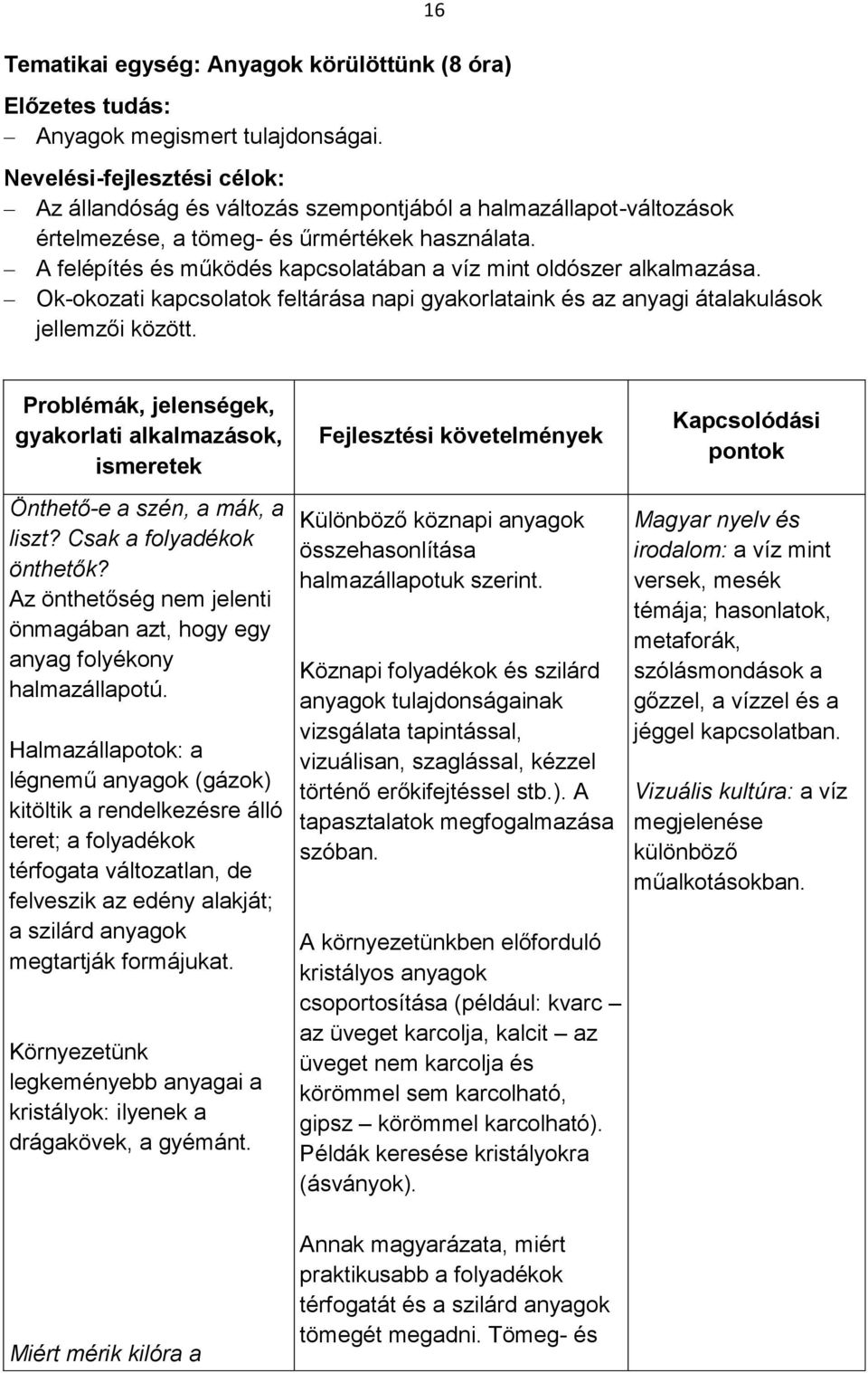 A felépítés és működés kapcsolatában a víz mint oldószer alkalmazása. Ok-okozati kapcsolatok feltárása napi gyakorlataink és az anyagi átalakulások jellemzői között.