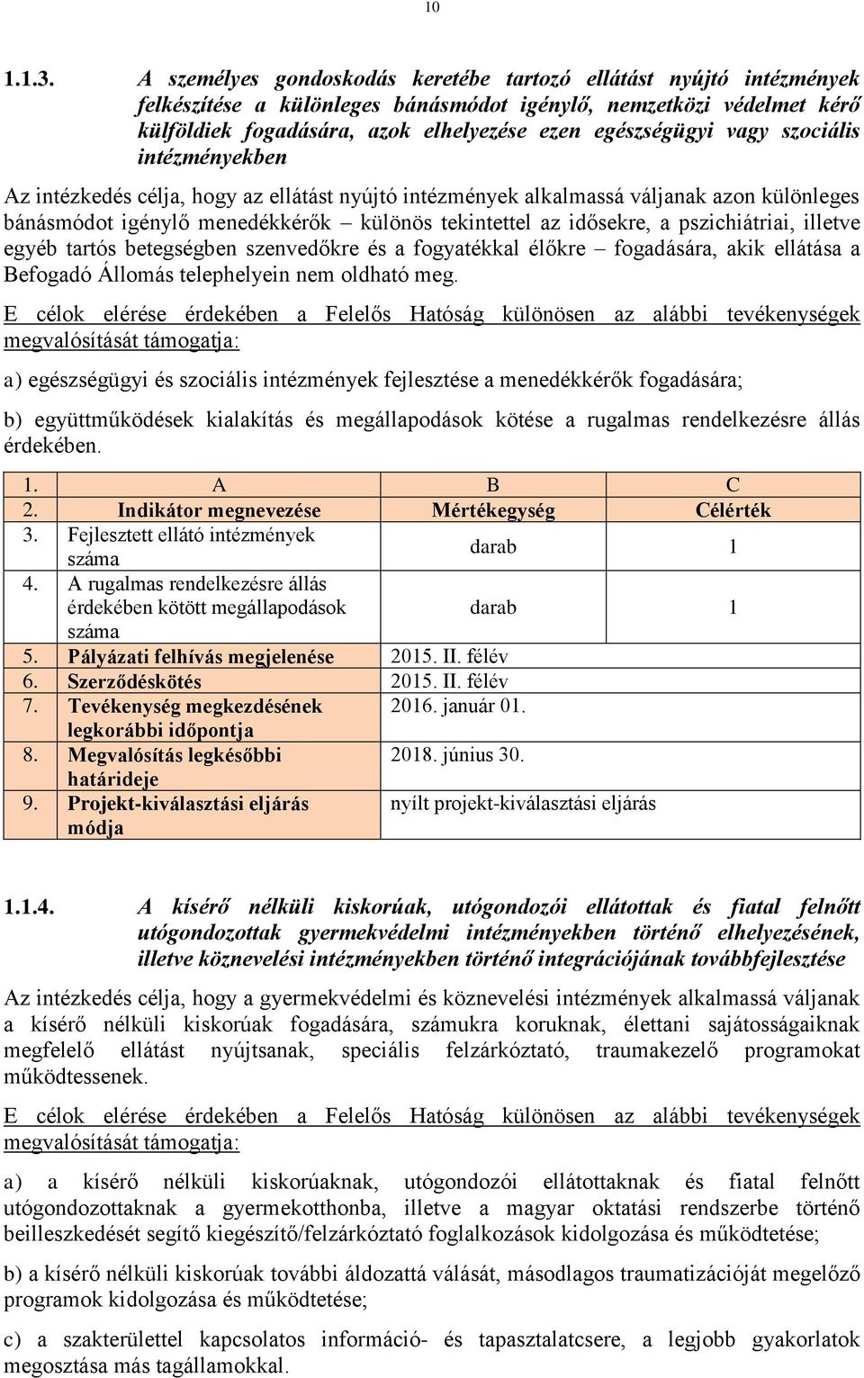 vagy szociális intézményekben Az intézkedés célja, hogy az ellátást nyújtó intézmények alkalmassá váljanak azon különleges bánásmódot igénylő menedékkérők különös tekintettel az idősekre, a